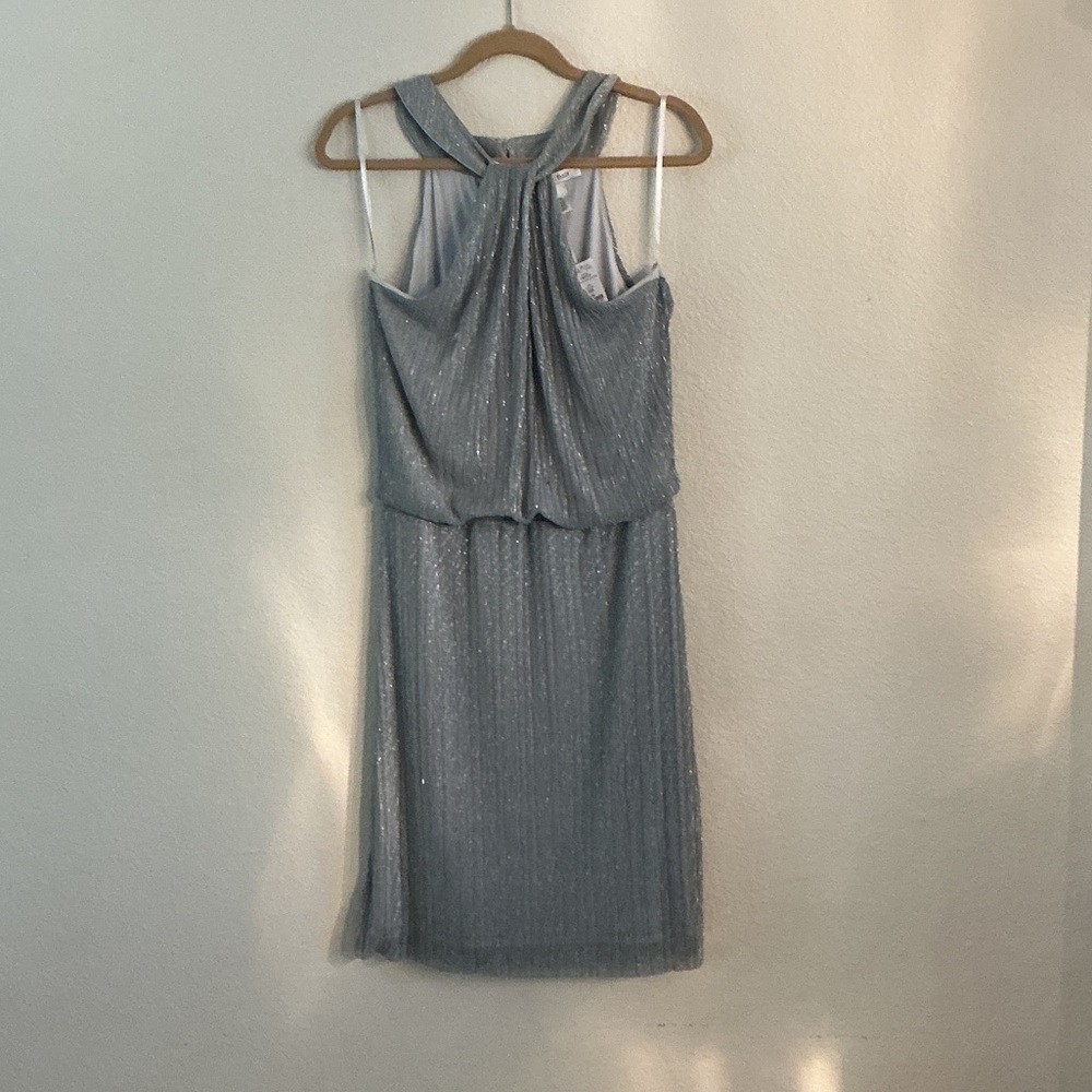 White House Black Market Silver Backless Dress